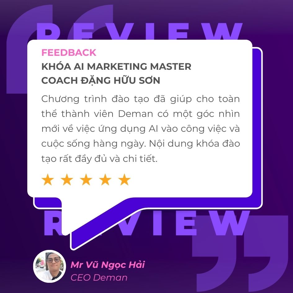 feedback khóa AI marketing master của Đặng Hữu Sơn