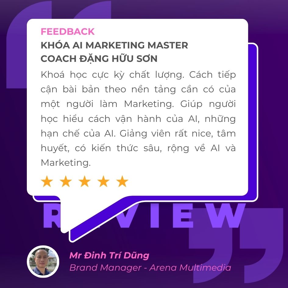 feedback khóa AI marketing master của Đặng Hữu Sơn